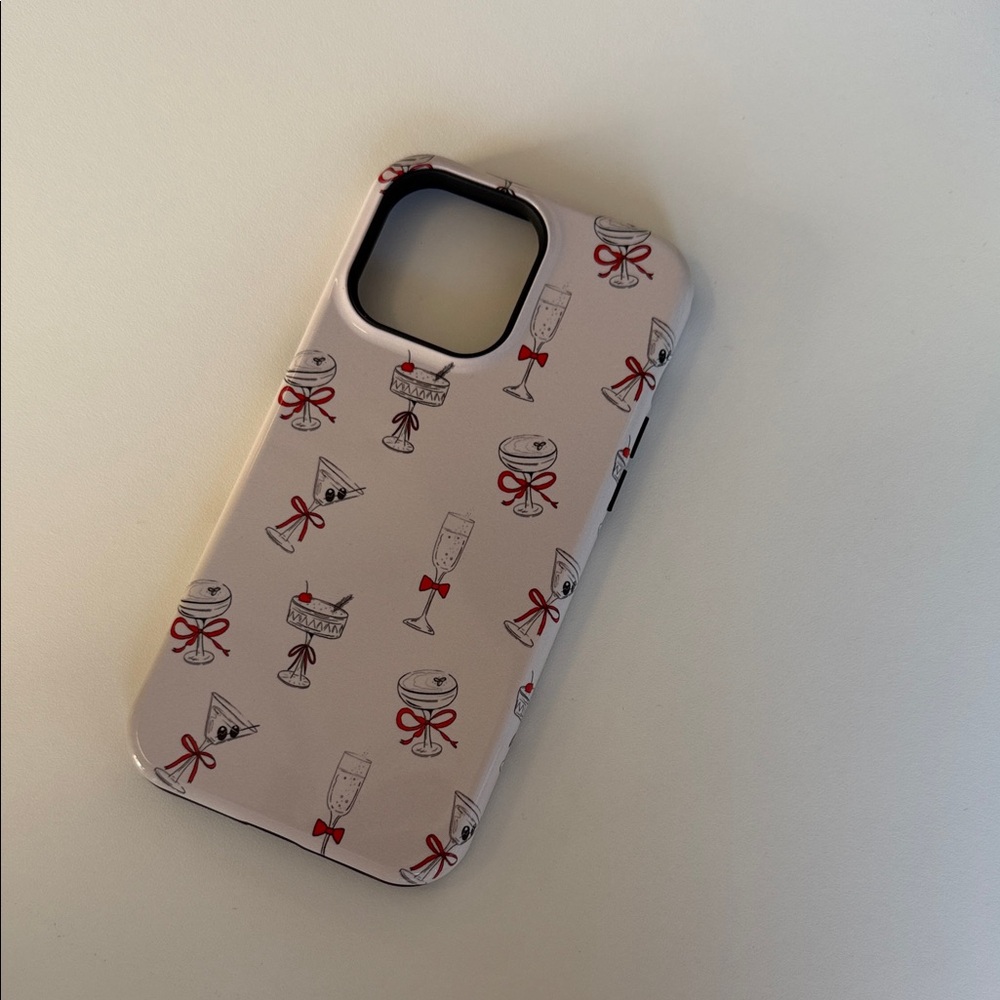 Chic White Phone Case with Red Bow Design